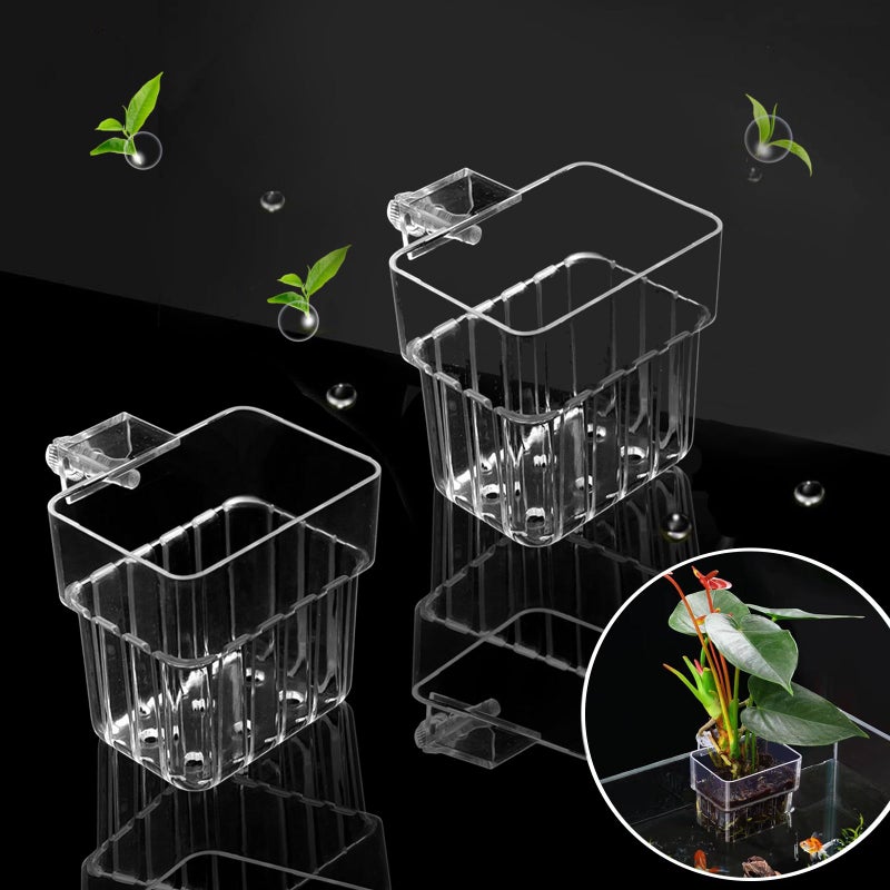GLEFLE 2 PCS Aquarium Plant Holder Top Hanging Fish Tank Plant Pot Aquarium Planter Cups for Water Feature Decoration - Image 1