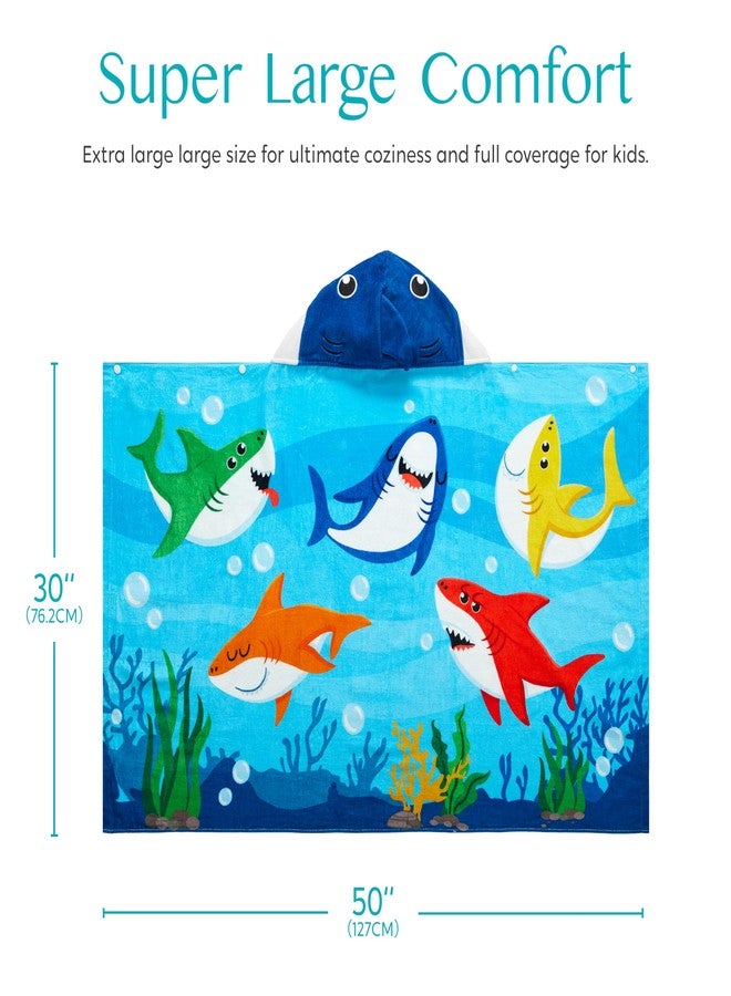 Joiedomi Shark Hooded Towels for Kids - Soft 100% Cotton Kids Beach Towel - 30" x 50" for 3-10 Years Boys Girls - Beach Hooded Poncho - Absorbent Pool Towels - Toddler Bath Towels Wrap - Swim Towels - Image 5