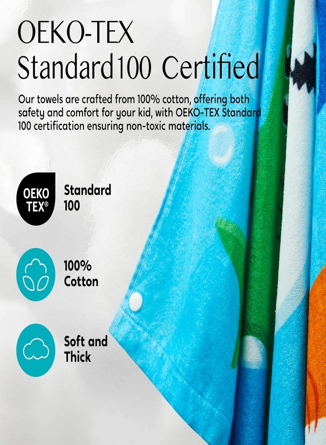 Joiedomi Shark Hooded Towels for Kids - Soft 100% Cotton Kids Beach Towel - 30" x 50" for 3-10 Years Boys Girls - Beach Hooded Poncho - Absorbent Pool Towels - Toddler Bath Towels Wrap - Swim Towels - Image 3