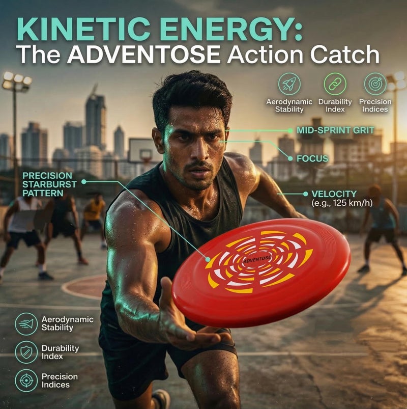 ADVENTOSE™ Velocity-90 Aerodynamic Flying Disc – Precision-Balanced 21cm Sport Disc for Kids & Adults – Impact-Resistant High-Flex Polymer – Professional Flight Stability (Stealth-Red) - Image 2