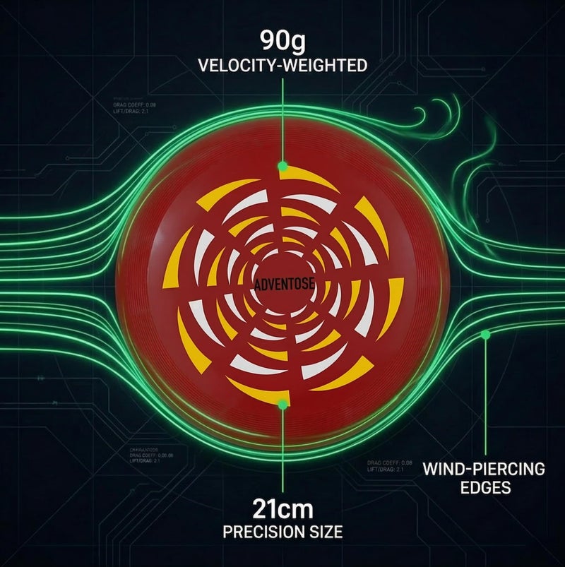 ADVENTOSE™ Velocity-90 Aerodynamic Flying Disc – Precision-Balanced 21cm Sport Disc for Kids & Adults – Impact-Resistant High-Flex Polymer – Professional Flight Stability (Stealth-Red) - Image 4