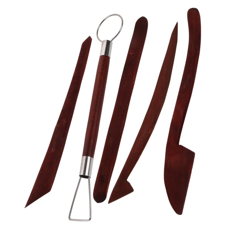 Wooden Pottery Sculpting Clay Tool Set 5 Pieces For Adults Ceramic Modeling - Image 2