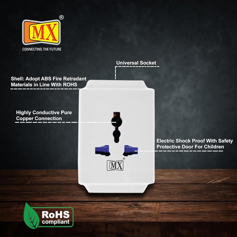 MX محول سفر عالمي 3 دبابيس 3 طرق MX متعدد المقابس 3 دبابيس مقبس 2 دبابيس 3 دبابيس مقبس ثلاثي دبابيس محول سفر دولي بحد أقصى 250 واط للمنزل والمكتب واللابتوب - Image 3
