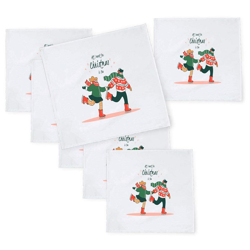 Khakee مناديل طاولة حرير تافتا بموضوع عيد الميلاد 6 قطع 10x10 لتزيين عيد الميلاد زينة عيد الميلاد هدية عيد الميلاد npxmas142P - Image 1