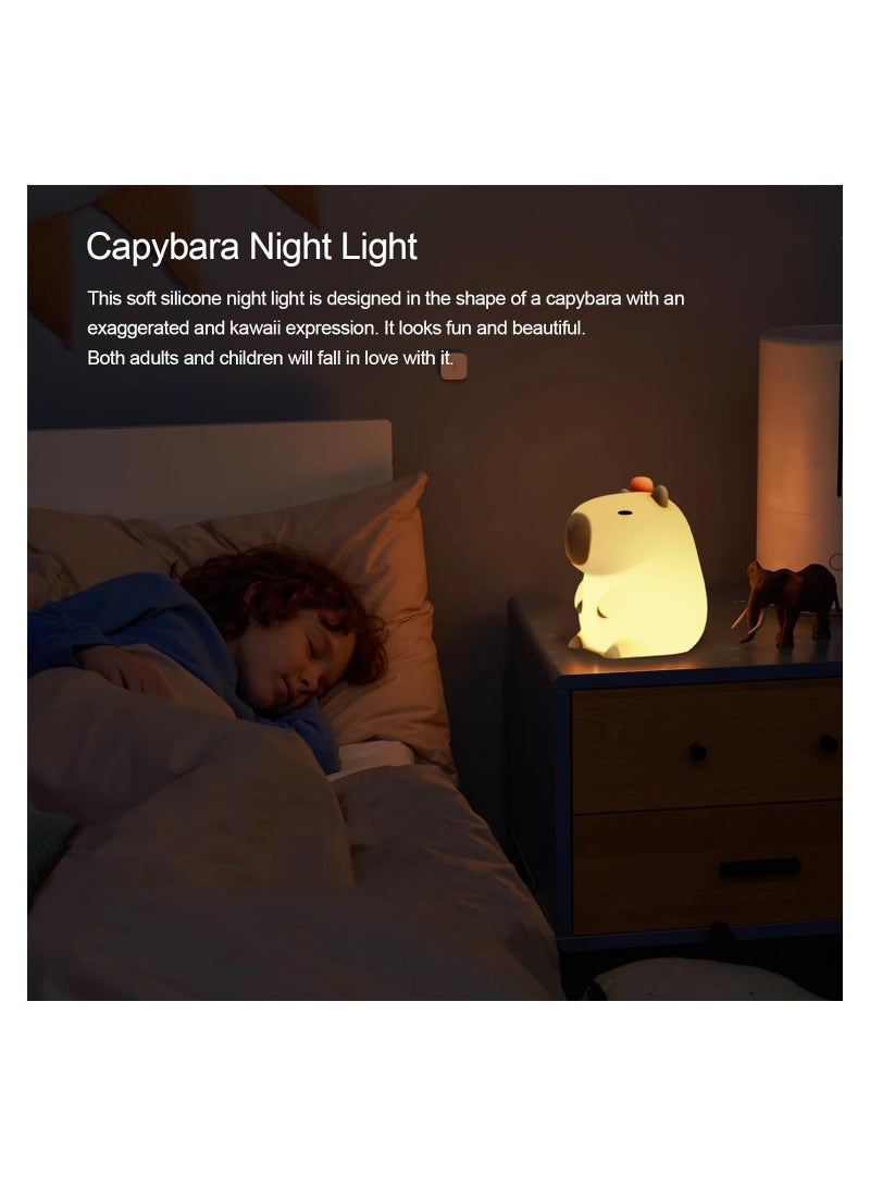 Excefore Silicone Capybara Night Lights Capybara Animal Lamp Portable USB Rechargeable Animal Lamps Touch Control Lamp Silicone Night Light with Timing Function For Home Bedroom Living Room Decor 1 pcs - Image 2