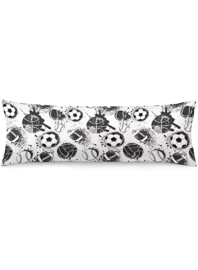 Sport Theme Body Pillow Cover Sports White and Black Baseball Softball Rugby American Football Long Pillow Case with Zipper Decorative Bedding Pillowcase Soft Cushion Pillow Case for Bedroom 20"x54"  - Image 1