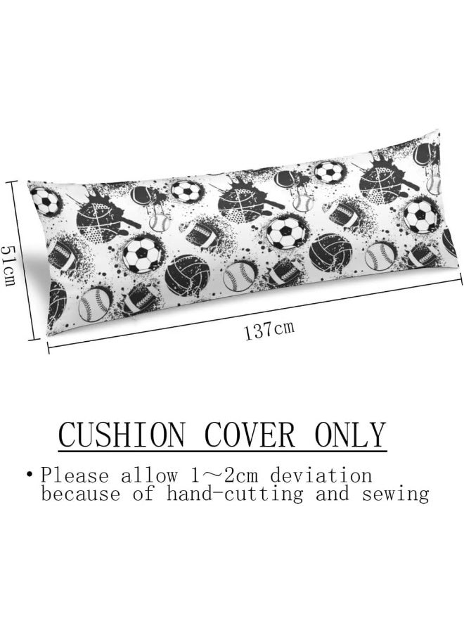 Sport Theme Body Pillow Cover Sports White and Black Baseball Softball Rugby American Football Long Pillow Case with Zipper Decorative Bedding Pillowcase Soft Cushion Pillow Case for Bedroom 20"x54"  - Image 3