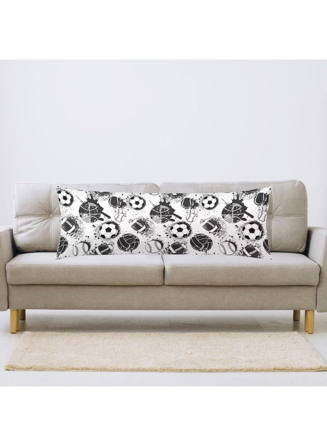 Sport Theme Body Pillow Cover Sports White and Black Baseball Softball Rugby American Football Long Pillow Case with Zipper Decorative Bedding Pillowcase Soft Cushion Pillow Case for Bedroom 20"x54"  - Image 4