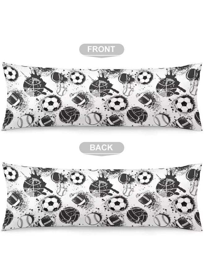 Sport Theme Body Pillow Cover Sports White and Black Baseball Softball Rugby American Football Long Pillow Case with Zipper Decorative Bedding Pillowcase Soft Cushion Pillow Case for Bedroom 20"x54"  - Image 5