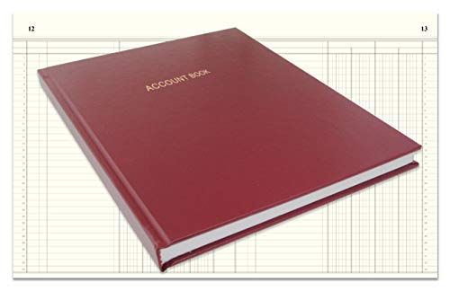 BookFactory Account Book Ledger Book Accounting Notebook 4 Column Four Columns Columnar Book Format 96 Pages 8 x 10 Burgundy Cover Section Sewn Hardbound ACT096S4CMALMT160AX