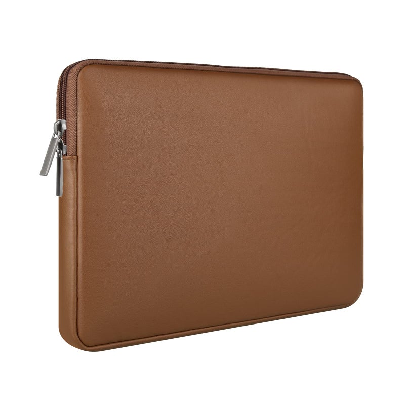 RAINYEAR make life easier RAINYEAR 16 Inch Laptop Sleeve Soft PU Leather Case Protective Water Resistant Zipper Padded Cover Carrying Computer Bag Compatible with 16" MacBook Pro 2021 2022 New Model A2141 A2485 M1(Brown)  - Image 1