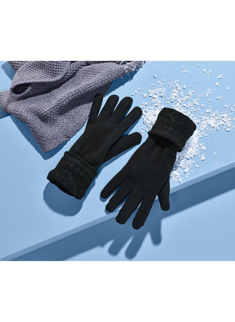 Tchibo Men Fleece Hand Gloves, Black  - Image 1