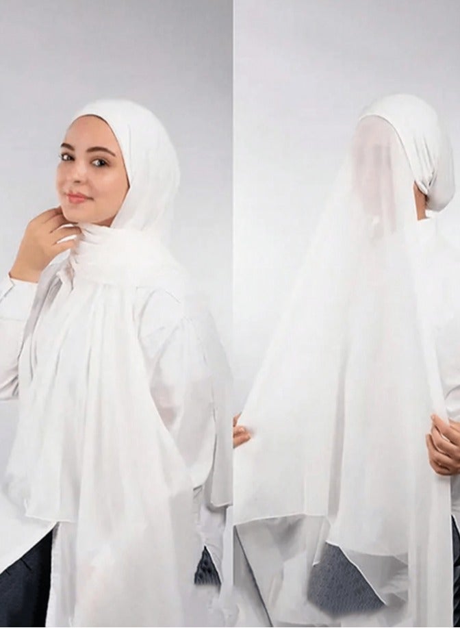 الشيفون الحجاب الفوري للمرأة المسلمة تحت الحجاب أنبوب كاب مع حجاب الموضة الإسلام لون صلب الحجاب التوربان لف - Image 2