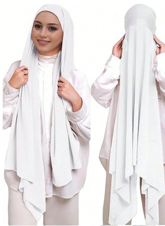 الشيفون الحجاب الفوري للمرأة المسلمة تحت الحجاب أنبوب كاب مع حجاب الموضة الإسلام لون صلب الحجاب التوربان لف - Image 1