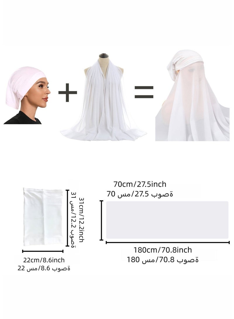 الشيفون الحجاب الفوري للمرأة المسلمة تحت الحجاب أنبوب كاب مع حجاب الموضة الإسلام لون صلب الحجاب التوربان لف - Image 3