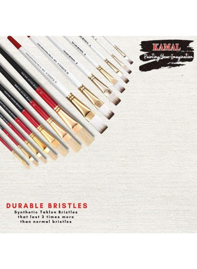 KAMAL Combo of Flat White Brown and Flat Hog Hair Set of 7 for Oil Painting, Acrylic Painting, Modern Art, Banner Painting, Fabric Painting - Image 2