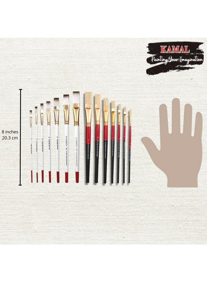 KAMAL Combo of Flat White Brown and Flat Hog Hair Set of 7 for Oil Painting, Acrylic Painting, Modern Art, Banner Painting, Fabric Painting - Image 5