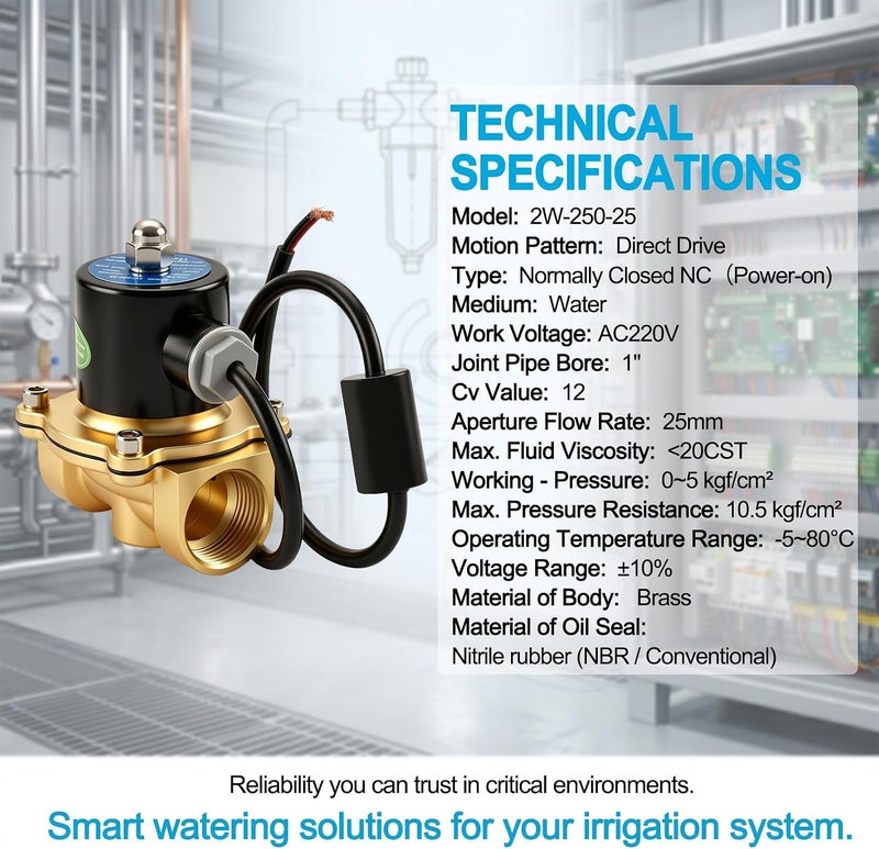 Heschen صمام كهربائي نحاسي من هيسشن، طراز 2W-250-25J، PT1 بوصة، AC220V، ماء ذو تأثير مباشر، صمام بديل مغلق عادةً - Image 3