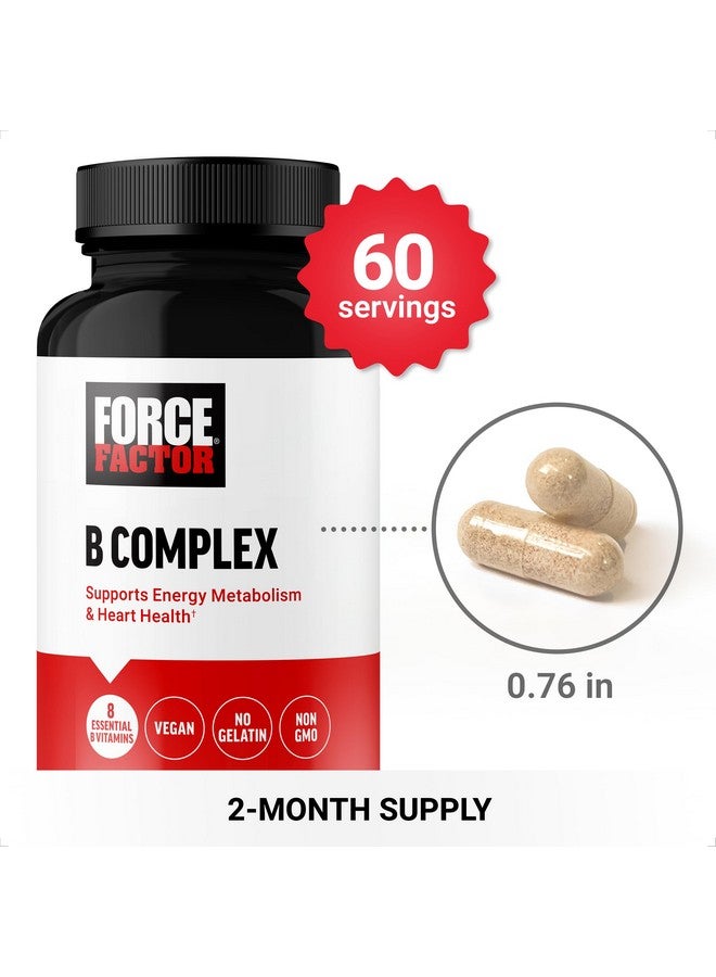 FORCE FACTOR Vitamin B Complex to Support Energy, Vitality, and Heart Health, Includes Vitamin B1, Vitamin B2, Vitamin B3, Vitamin B6, Vitamin B12, and More, Vegan, Non-GMO, 60 Vegetable Capsules - Image 3