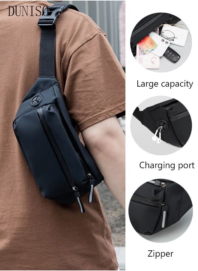 DUNISO Crossbody Fanny Pack for Women Men,Crossbody Waist Bag Belt Bag,Slim Running Belt Waist Pack,Fashion Water Resistant Waist Pouch Packs Chest Bag with Adjustable Strap for Travel Walking Running Hiking Cycling  - Image 1