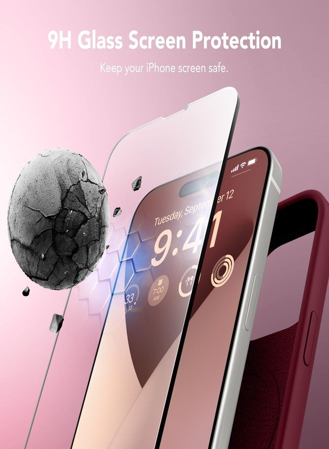 GONEZ Magnetic for iPhone 15 Pro Case, Compatible with MagSafe, [Screen Protector + Camera Lens Protector], Silicone Shockproof Anti-Scratch Protective Phone Case 6.1 inch, Maroon - Image 5