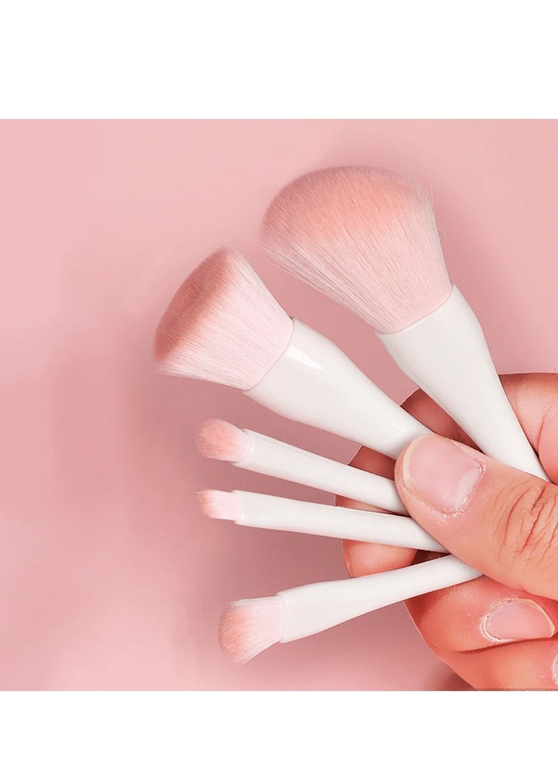 مجموعة فرش مكياج صغيرة 5 قطع مع مرآة – فرش احترافية للسفر للوجه والعين والشفاه – فرش تجميل متعددة الاستخدامات مع حقيبة محمولة – ألوان متعددة - Image 3