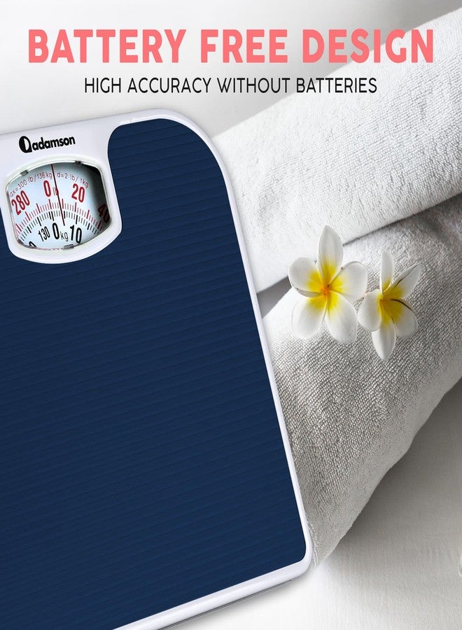 Adamson A21 Analog Scales for Body Weight - Up to 300 LB - New - Anti-Skid Rubber Surface - Large Numbers - Analog Bathroom Scale - Affordable - Durable with 20-Year Assurance - Blue - Image 5