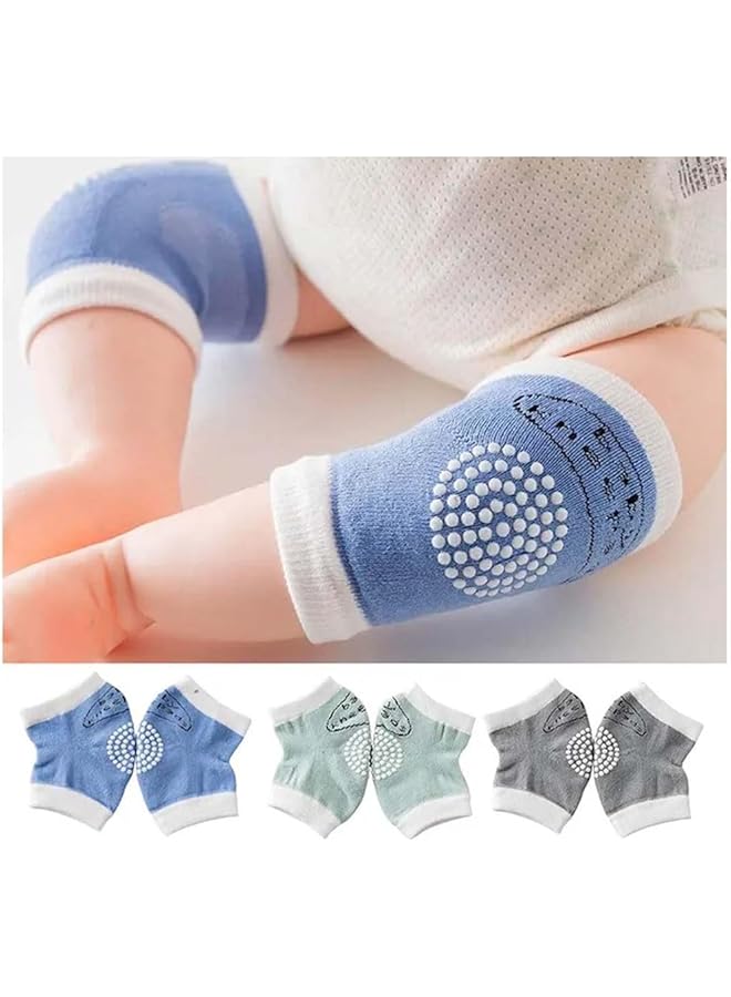 STAR BABiES Combo Pack Of 2 Boys Anti Slip Crawling Kneepads Pack Of 3 With Bamboo Towel Blue - Image 4