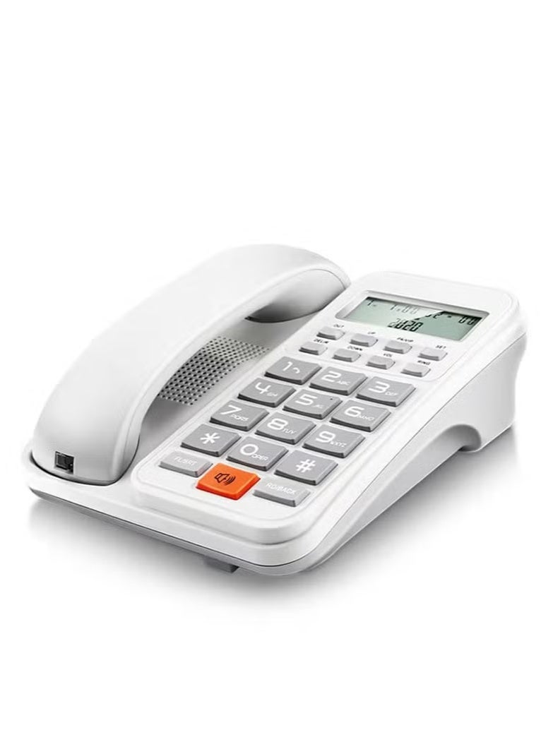 REFURA Large Button Corded Telephone, Wired Home Desktop Landline Phone with Caller ID, Handsfree Speakerphone, LED Screen, 2 Fast Dial White RE-223 - Image 1