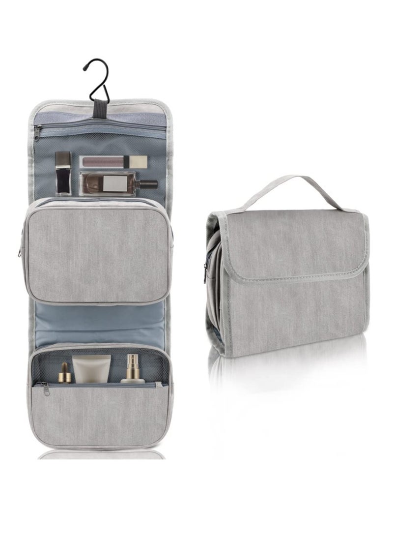 SYOSI - Hanging Toiletry Bag, Travel Wash Bag, Women Waterproof Folding Cosmetic Bags, Detachable Makeup Pouch with Sturdy Hook, Large Toilet Bags (Gray) - Image 1