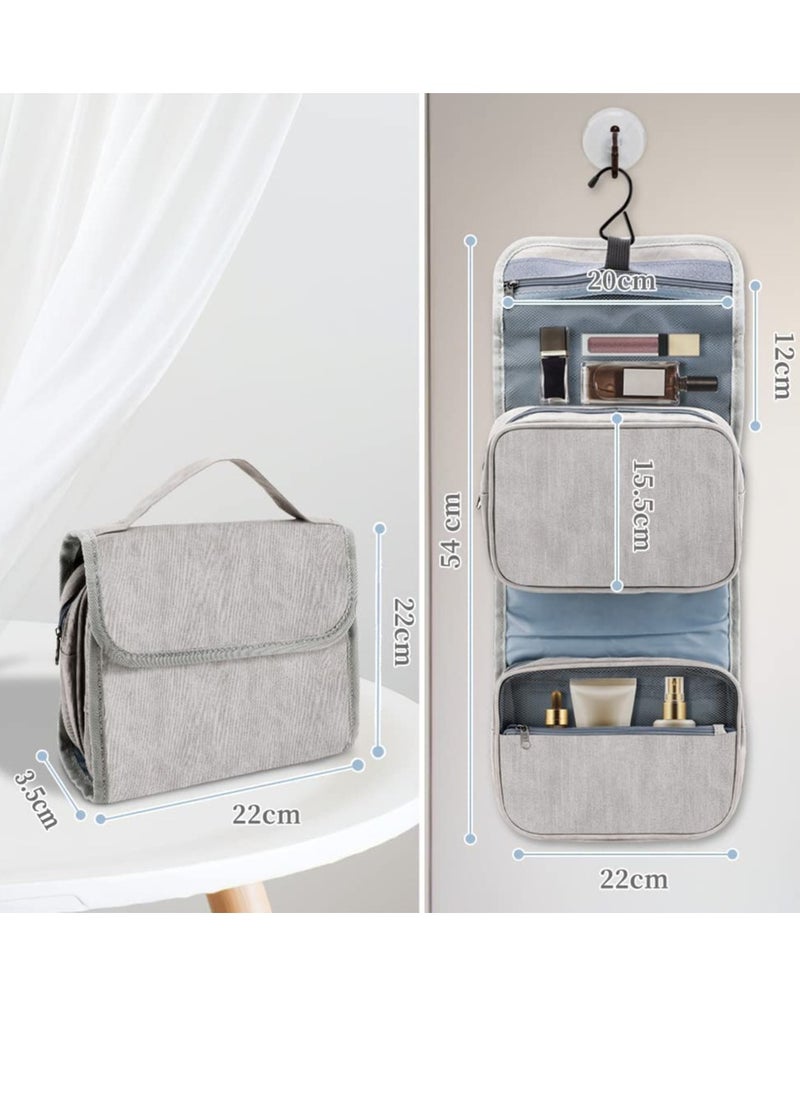 SYOSI - Hanging Toiletry Bag, Travel Wash Bag, Women Waterproof Folding Cosmetic Bags, Detachable Makeup Pouch with Sturdy Hook, Large Toilet Bags (Gray) - Image 1