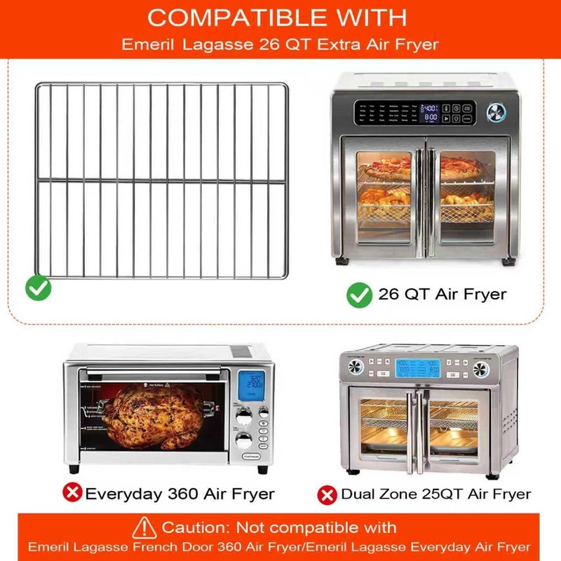 GXF Air Fryer Wire Rack for Emeril Lagasse 26 QT Extra Large Air Fryer, 12.5''*11.5'' Replacement Stainless Steel Air Fryer Accessories Roasting Steamer Grill Racks, For Emeril Lagasse 26 QT - Image 4