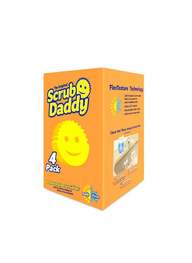 Scrub Daddy اسفنجة تنظيف متعددة الاستخدامات - فرك خالي من الخدوش للأطباق والمنزل، مقاومة للرائحة، ناعمة في الماء الدافئ، قوية في الماء البارد، تنظيف عميق للمطبخ والحمام، متعددة الاستخدامات، آمنة للغسالة الصحون، مجموعة من 4.  - Image 1
