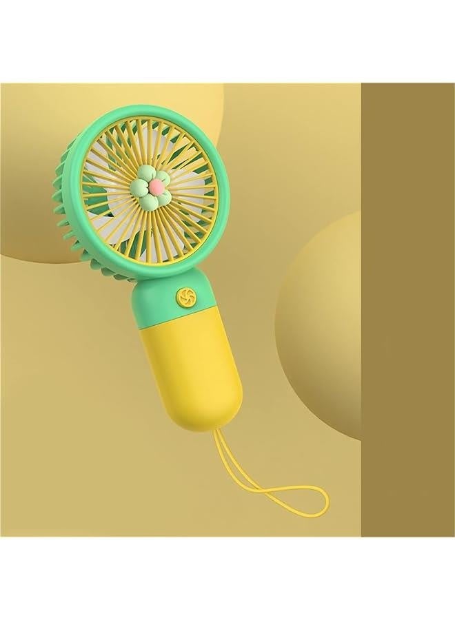 مروحة يدوية صغيرة محمولة قابلة للشحن عبر USB، مروحة جيب ناعمة مصنوعة من السيليكون للاستخدام في الهواء الطلق، التنقل، المكتب، والسفر (رقم 1 أصفر)