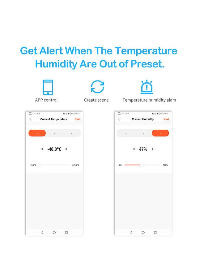 Tuya Smart WiFi Temperature Humidity Sensor Indoor Hygrometer Thermometer APP Remote Control with LCD Screen T&H Sensor ℃/℉ Switchable Compatible with Alexa Google Home