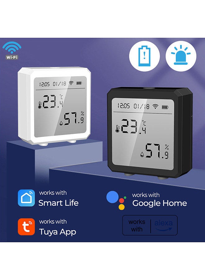 Tuya Smart WiFi Temperature Humidity Sensor Indoor Hygrometer Thermometer APP Remote Control with LCD Screen T&H Sensor ℃/℉ Switchable Compatible with Alexa Google Home
