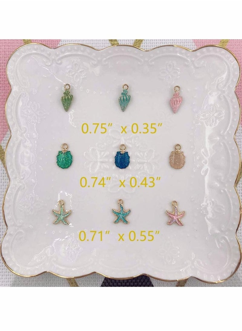 Excefore - 27pcs Sea Charms Enamel Charms Jewelry Making Conch Starfish Shell Charms Alloy Pendants Shell Dangles Shell Bead Jewelry Making Charms Kit - Image 1