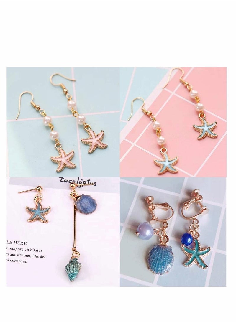 Excefore - 27pcs Sea Charms Enamel Charms Jewelry Making Conch Starfish Shell Charms Alloy Pendants Shell Dangles Shell Bead Jewelry Making Charms Kit - Image 1
