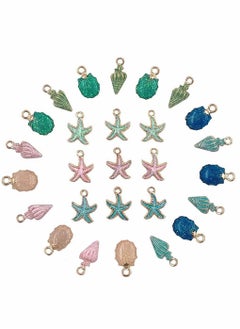 27pcs Sea Charms Enamel Charms Jewelry Making Conch Starfish Shell Charms Alloy Pendants Shell Dangles Shell Bead Jewelry Making Charms Kit