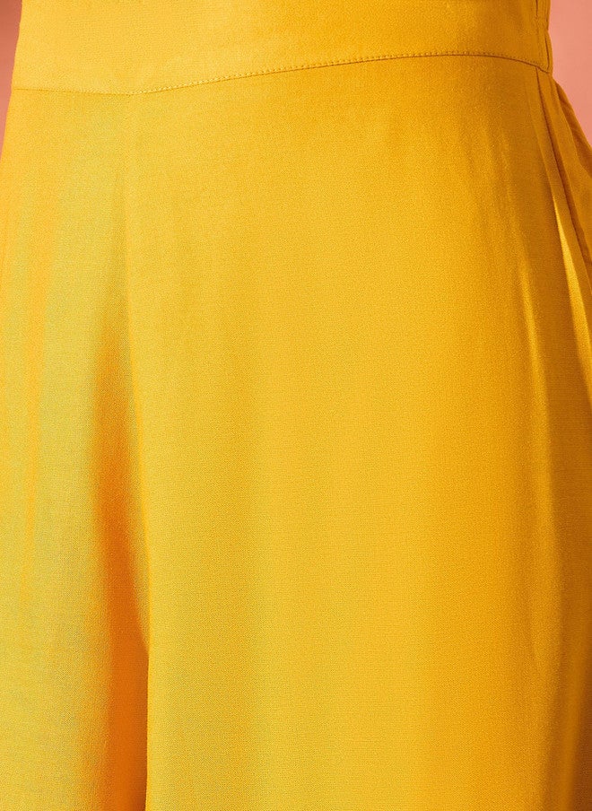 InWeave Women A-Line Kurta With Palazzos And Dupatta - Image 3