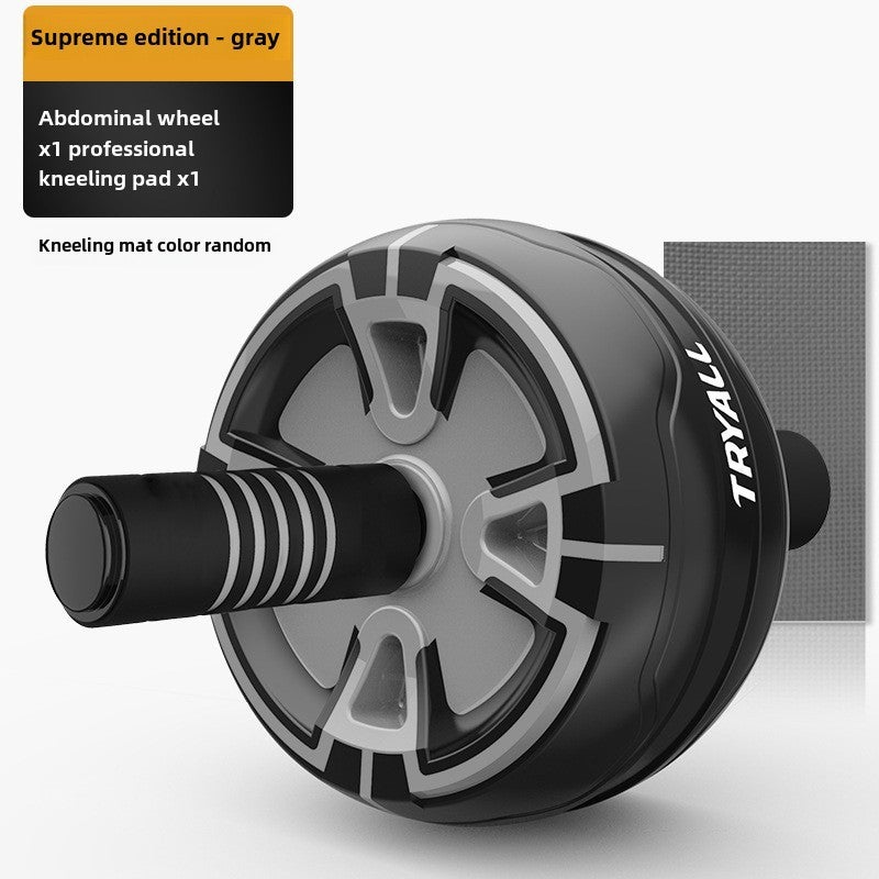 Generic Auto-Rebound Fitness Ab Roller with Ergonomic Handles Abdominal wheel * black gray with kneeling pad (cowhide box) 