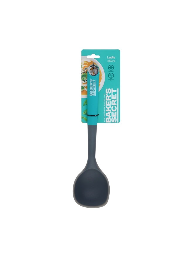 Baker's Secret 32cm Platinum Silicone Ladle – Heat-Resistant Kitchenware for Serving, Scooping & Non-Scratch Cooking