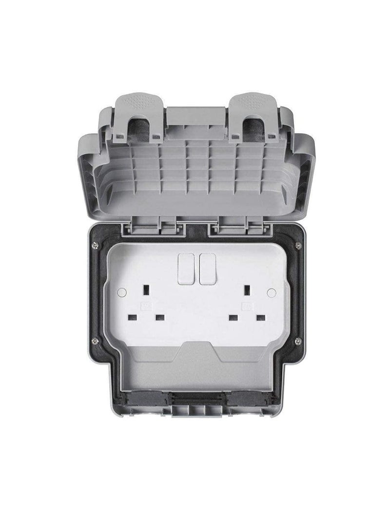 MK Switched Socket 2 Gang 13A Grey - Image 2