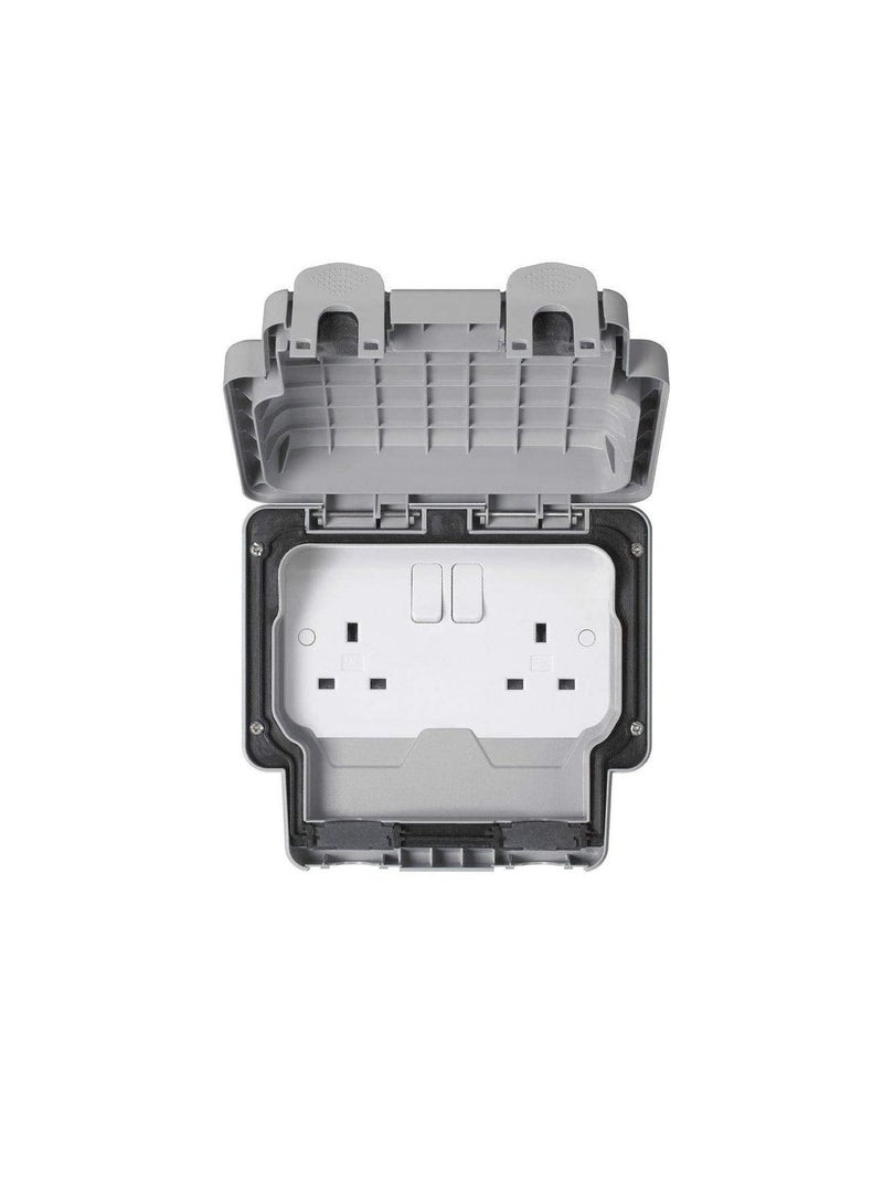 MK Switched Socket 2 Gang 13A Grey - Image 3