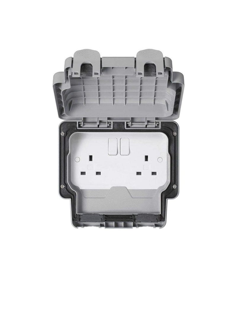 MK Switched Socket 2 Gang 13A Grey - Image 1