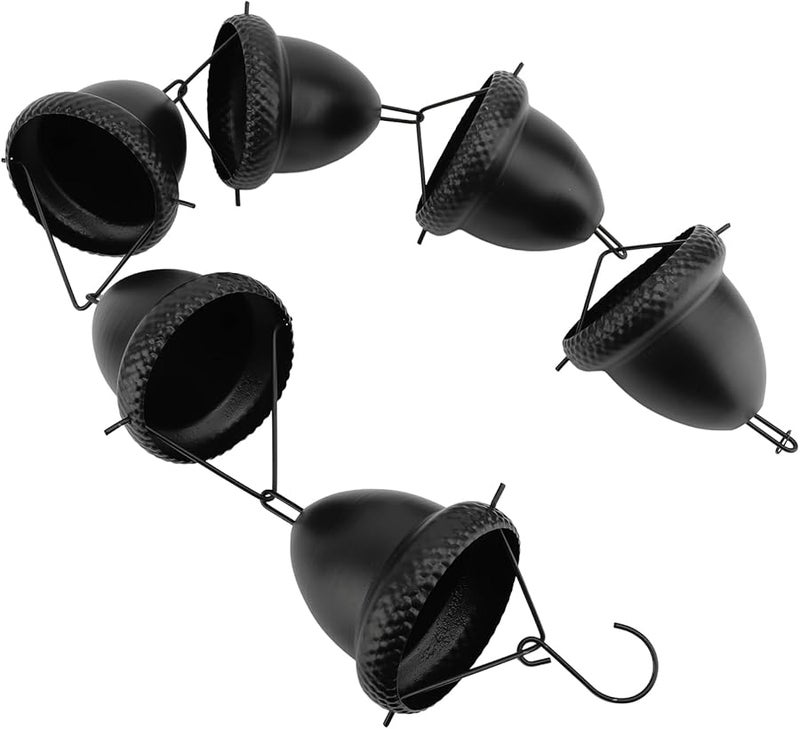 سلسلة مطر الحديد الأسود مع أكواب الجوز 3 28 قدم ديكور حديقة الفناء الخارجي - Image 4