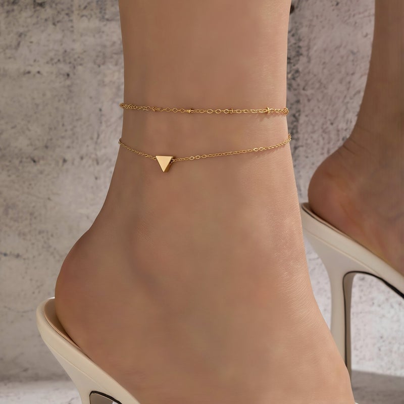 Gold Layered Anklet for Women Zinc Alloy Skin Friendly Beach Foot Jewelry - Image 4