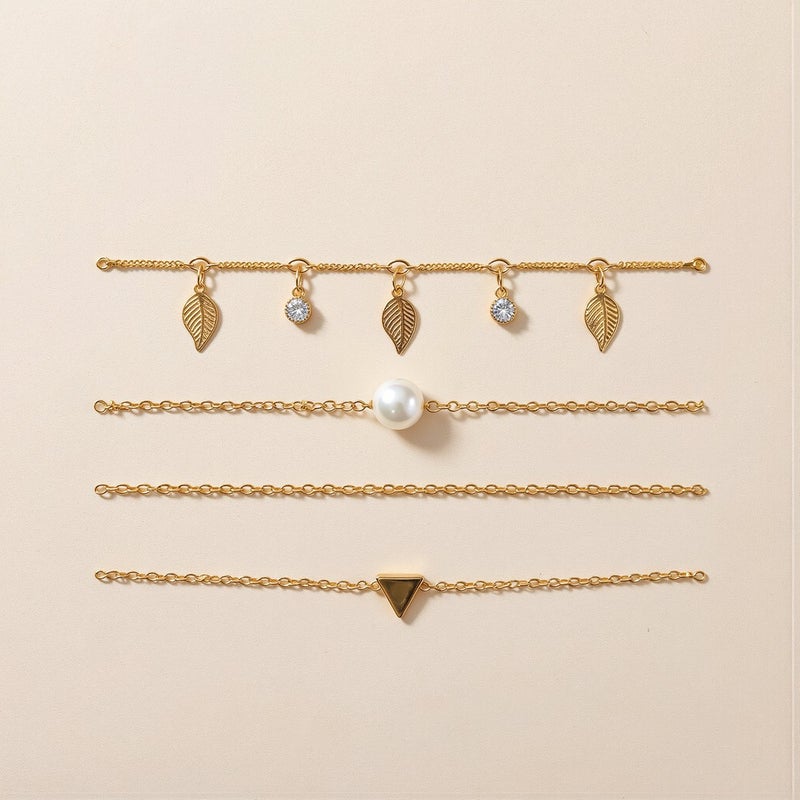 Gold Layered Anklet for Women Zinc Alloy Skin Friendly Beach Foot Jewelry - Image 5