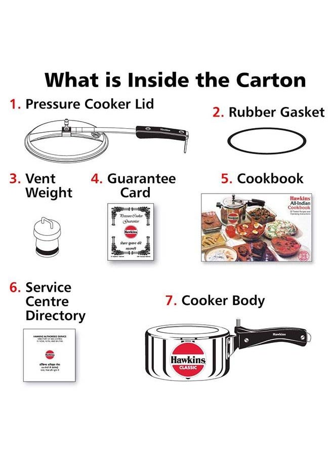 Hawkins - Aluminium Inner Lid Mirror Stain Pressure Cooker With Lid, Dishwasher Safe & Induction Friendly, Silver 1.5 liter - Image 1