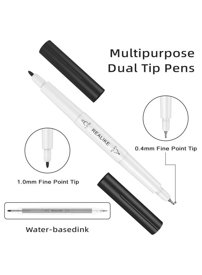 REALIKE Dual Tip Pens for Cricut Maker 3/Maker/Explore 3/Air 2/Air, Black Pens Set of 7 Pack Dual Tip Marker Fine Point Pen Writing Drawing Accessories for Cricut Machine (0.4 Tip & 1.0 Tip) - Image 4